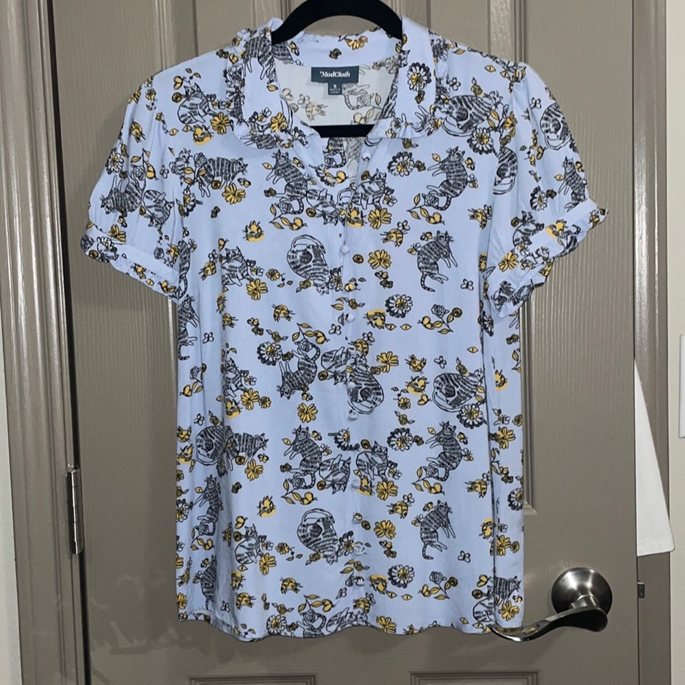 ModCloth Lilac Cat Blouse